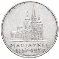 Купить Австрия 25 шиллингов (shillings) 1957 "800 лет Базилике Мариацелля"