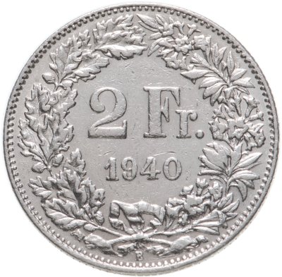 купить Швейцария 2 франка (francs) 1940