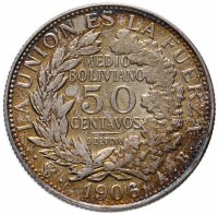 Купить Боливия ½ боливиано / 50 сентаво (centavos) 1906