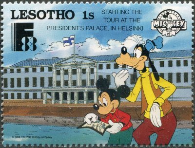 купить Лесото Почтовая марка 1988 "Начало экскурсии в Президентском дворце в Хельсинки"