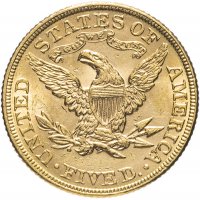 Купить США 5 долларов (dollars) 1893 Половина орла