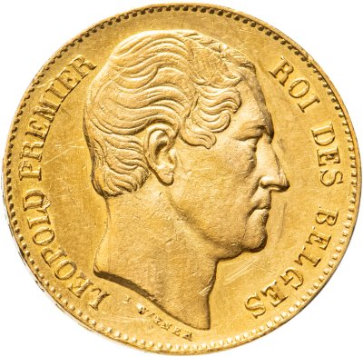 купить Бельгия 20 франков (francs) 1865 Авторская метка "L WIENER"