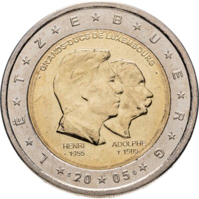 купить Люксембург 2 евро (euro) 2005 50 лет правящему монарху Анри Нассау и 100 лет со дня смерти герцога Адольфа