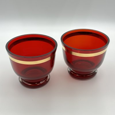 купить Пара пиал красного оттенка, цветное стекло, золочение, СССР, 1970-1980 гг.