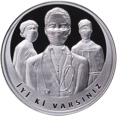 купить Турция 20 лир 2022 Медики в борьбе с COVID-19 Proof с сертификатом