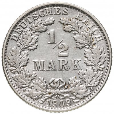 купить Германия 1/2 марки (mark) 1909 Знак монетного двора: "E" - Мульденхюттен