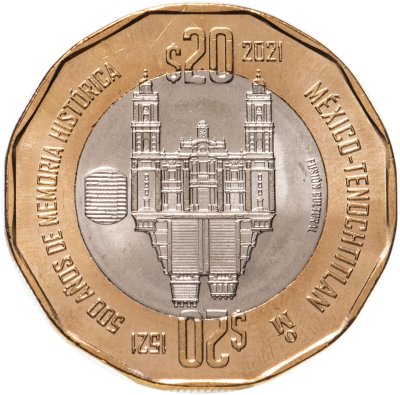 купить Мексика - 20 песо (pesos) 2021 500-летие исторической памяти Мехико-Теночтитлан