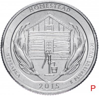 купить США 1/4 доллара (25 центов, квотер) 2015 P — "Национальный монумент Хоумстед" (26-й парк)