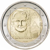 Купить Италия 2 евро 2020 "150 лет со дня рождения Марии Монтессори"