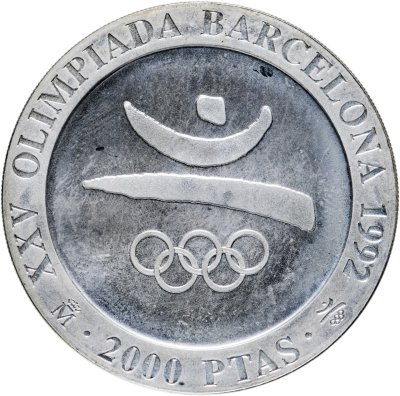 купить Испания 2000 песет (pesetas) 1990 "XXV Летние Олимпийские игры, Барселона 1992 - символ"