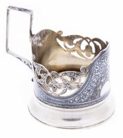 купить Подстаканник с растительным декором, серебро 875 пр., золочение, чернь, Кубачинский художественный комбинат, СССР, 1961-1968 гг.
