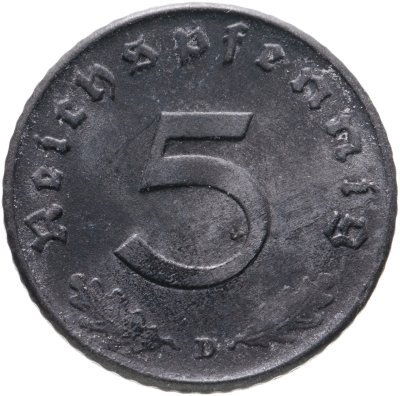 купить Германия, Третий рейх 5 рейхспфеннигов (reichspfennig) 1941, знак монетного двора: "D" - Мюнхен