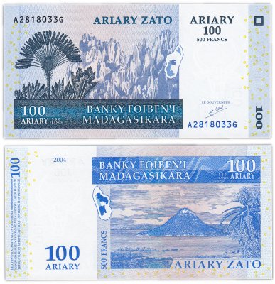 купить Мадагаскар 100 ариари 500 франков 2004