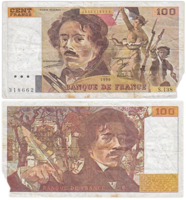 купить Франция 100 франков 1990 (Eugène Delacroix, Эжен Делакруа) Pick 154