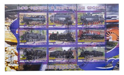 купить Джибути марки набор квартблок "Ретро поезда. Австрия"