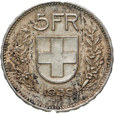 купить Швейцария 5 франков (francs) 1939