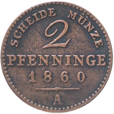 купить Германия, Пруссия 2 пфеннига 1860