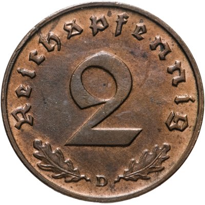 купить Германия (Третий рейх) 2 рейхспфеннига (reichspfennig) "D" 1938