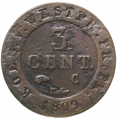 купить Королевство Вестфалия 3 сантима 1809 Жером Бонапарт