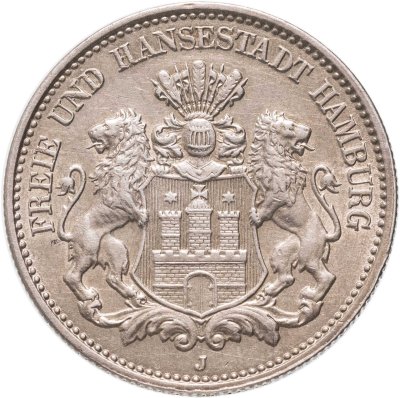 купить Германская Империя, Гамбург 2 марки (mark) 1906 J