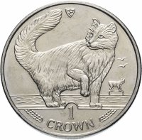 купить Остров Мэн 1 крона (crown) 1991 "Кошки - Норвежская лесная кошка"