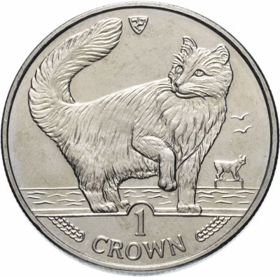 купить Остров Мэн 1 крона (crown) 1991 "Кошки - Норвежская лесная кошка"