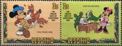 купить Лесото Сцепка 1982 "Дисней. Двенадцать дней Рождества"