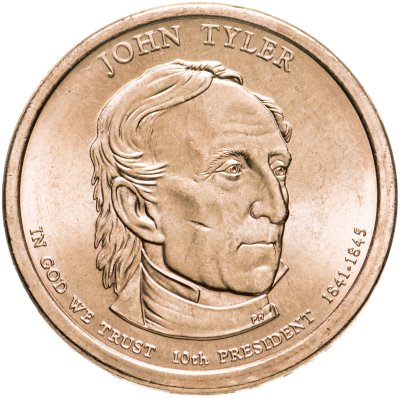 купить США 1 доллар (dollar) 2009 Джон Тайлер (10-й президент США) знак монетного двора "P" - Филадельфия