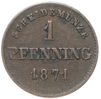 купить Германия, Бавария 1 пфеннига 1871
