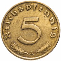 купить Германия (Третий Рейх) 5 рейхспфеннигов 1939"А"