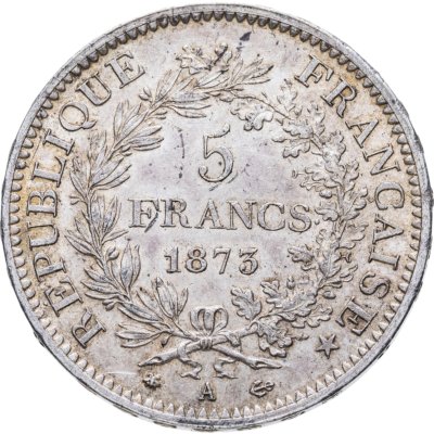 купить Франция 5 франков (francs) 1873 Геркулес знак монетного двора: "A" - Париж