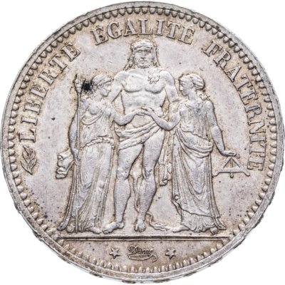 купить Франция 5 франков (francs) 1873 Геркулес знак монетного двора: "A" - Париж