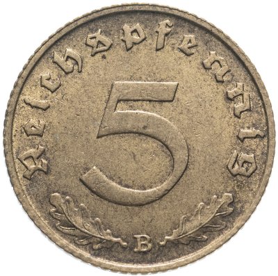 купить Германия (Третий Рейх) 5 рейхспфеннигов 1939, знак монетного двора: "B" - Вена