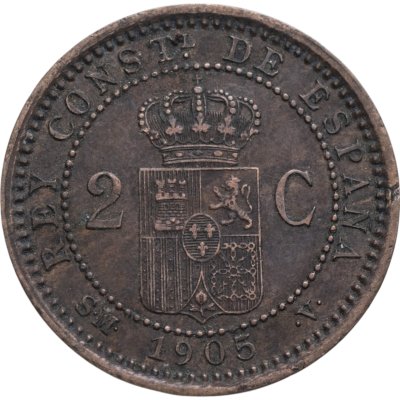 купить Испания 2 сентимо (centimos) 1905