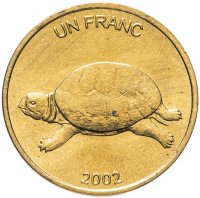 купить Конго (ДРК) 1 франк (franc) 2002 "Животные - Черепаха"