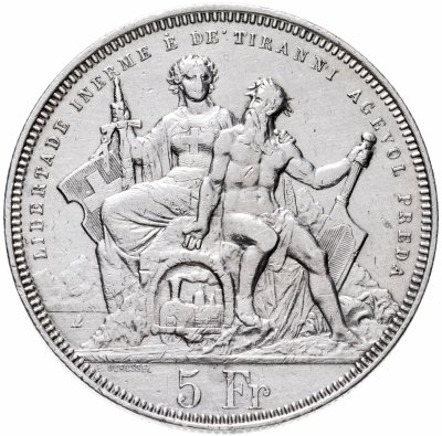 купить Швейцария 5 франков 1883 Стрелковый фестиваль в Лугано