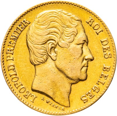 купить Бельгия 20 франков (francs) 1865 Авторская метка "L WIENER"