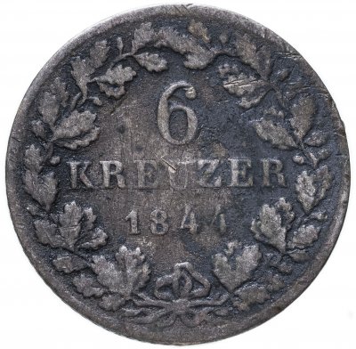 купить Германия (Вюртемберг) 6 крейцеров 1844