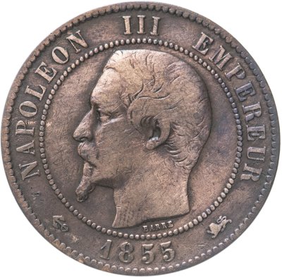купить Франция 10 сантимов (centimes) 1855 D