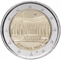 Купить Испания 2 евро 2011 "Всемирное наследие ЮНЕСКО: Альгамбра, Хенералифе и Альбасин в городе Гранада"