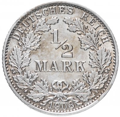 купить Германия, Германская империя 1/2 марки 1908 A
