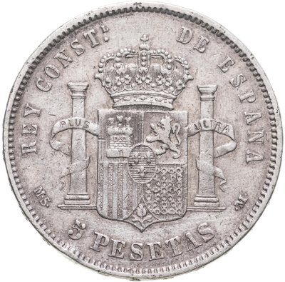 купить Испания 5 песет 1884