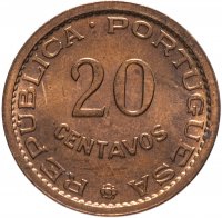 Купить Португальская Сан-Томе и Принсипи 20 сентавос 1971