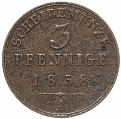 купить Германия, Шаумбург-Липпе 3 пфеннига - 1/120 талера 1858