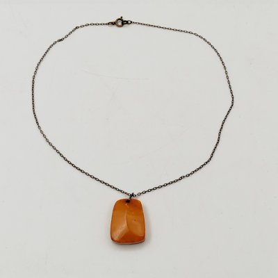купить Кулон винтажный на цепочке, янтарь, металл, СССР, 1970-1990 гг.