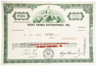 купить Акция США WEST INDIES ENTERPRISES, INC. , 1971 г.