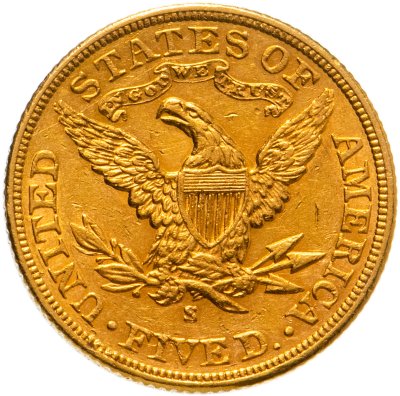 купить США 5 долларов (dollars) 1905 Половина орла, знак монетного двора: "S" - Сан-Франциско