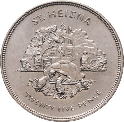 купить Остров Святой Елены 25 пенсов (pence) 1977 "25-я годовщина вступления на престол королевы Елизаветы II (гигантская черепаха")