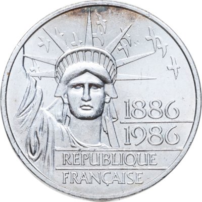 купить Франция 100 франков (francs) 1986 100 лет Статуе Свободы, толстая, двойная, 30 грамм