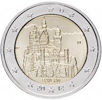 Купить Германия 2 евро 2012 D "Федеральные земли Германии: Бавария"